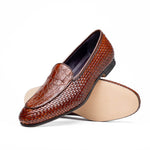 Zelli Crocodile Basketweave Loafer Cognac