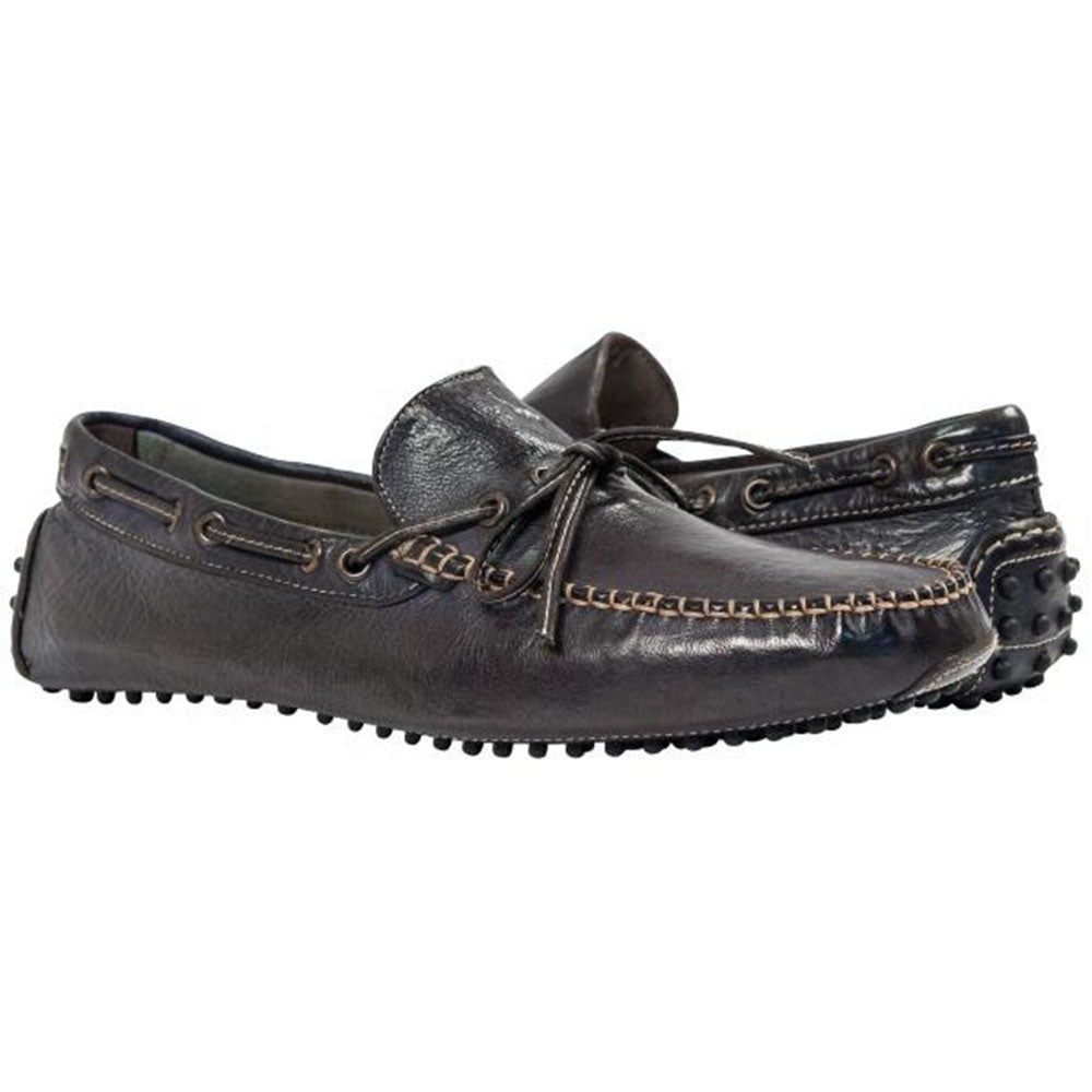 Paolo Shoes Adam Leather Drivers Grey