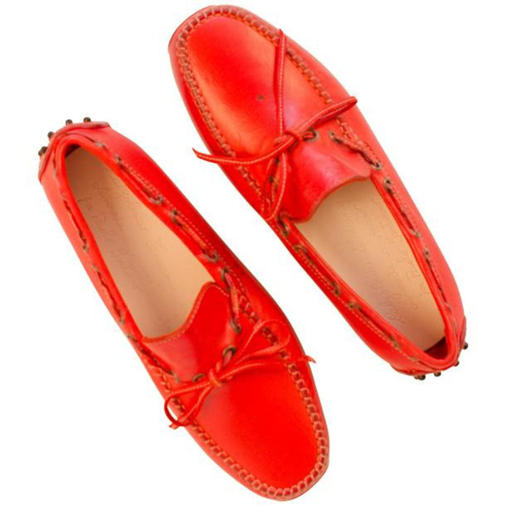 Paolo Shoes Adam Leather Drivers Red