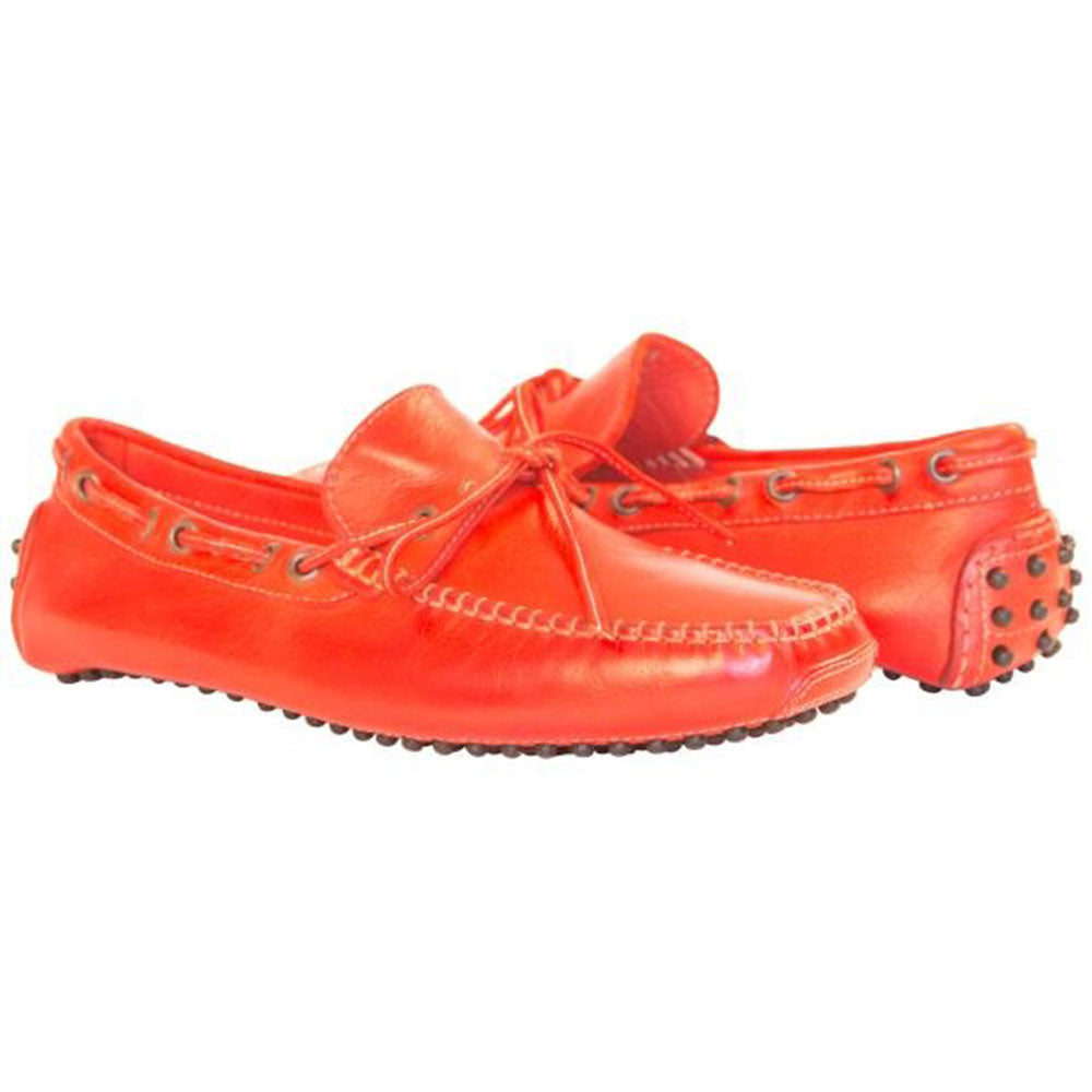 Paolo Shoes Adam Leather Drivers Red