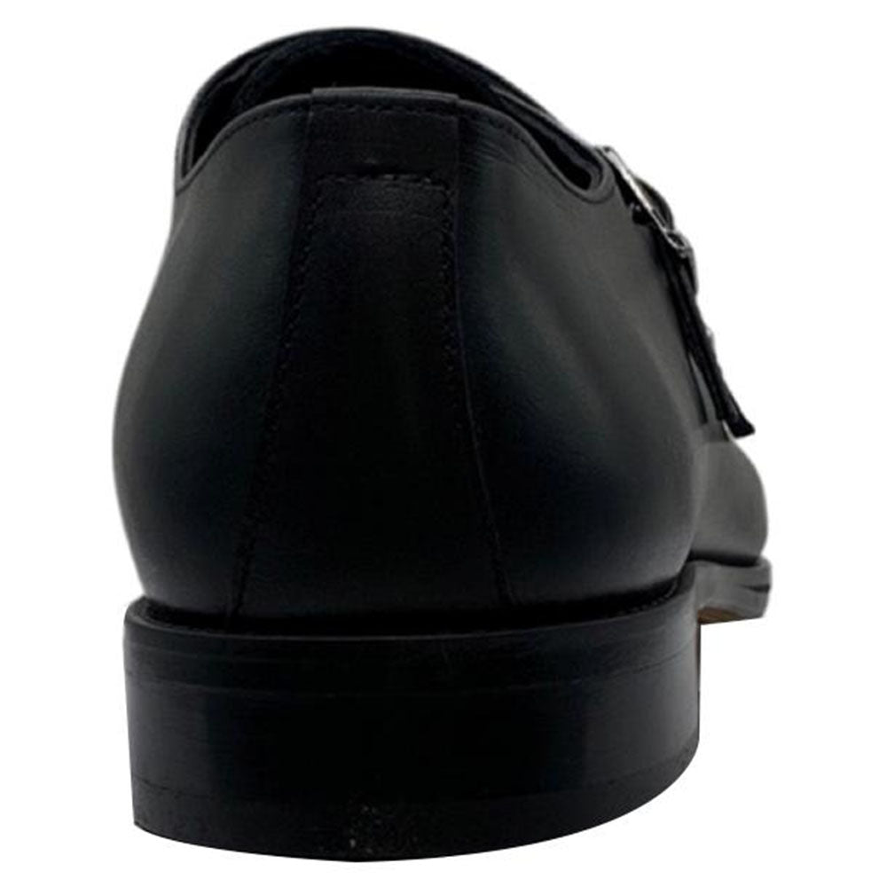 Paolo Shoes Adriano Monk Strap Brogue Shoes Black