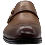 Paolo Shoes Adriano Monk Strap Brogue Shoes Taba