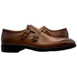 Paolo Shoes Adriano Monk Strap Brogue Shoes Taba