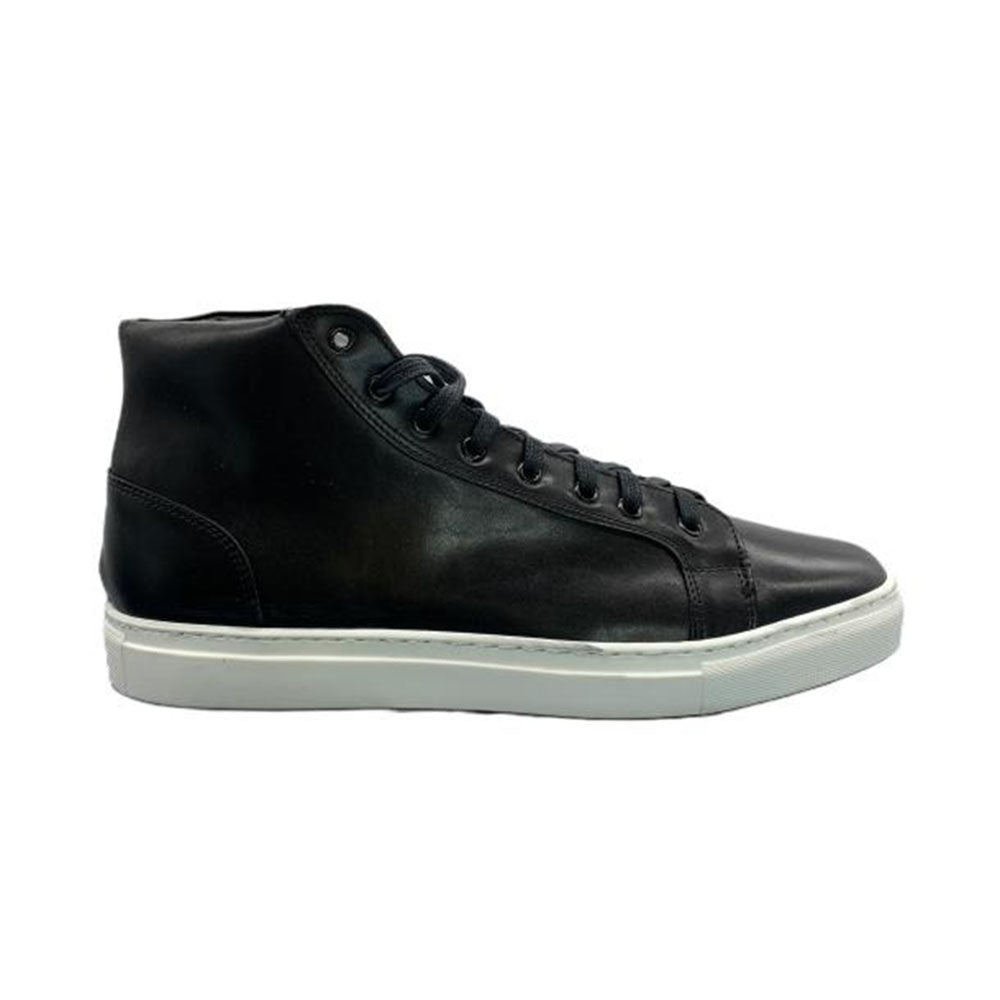 Paolo Shoes Alberto Leather High Top Dress Sneakers Black