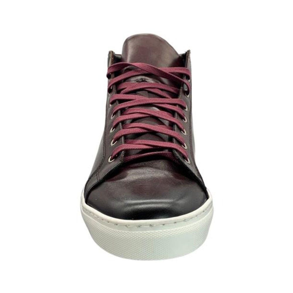 Paolo Shoes Alberto Leather High Top Dress Sneakers Burgundy
