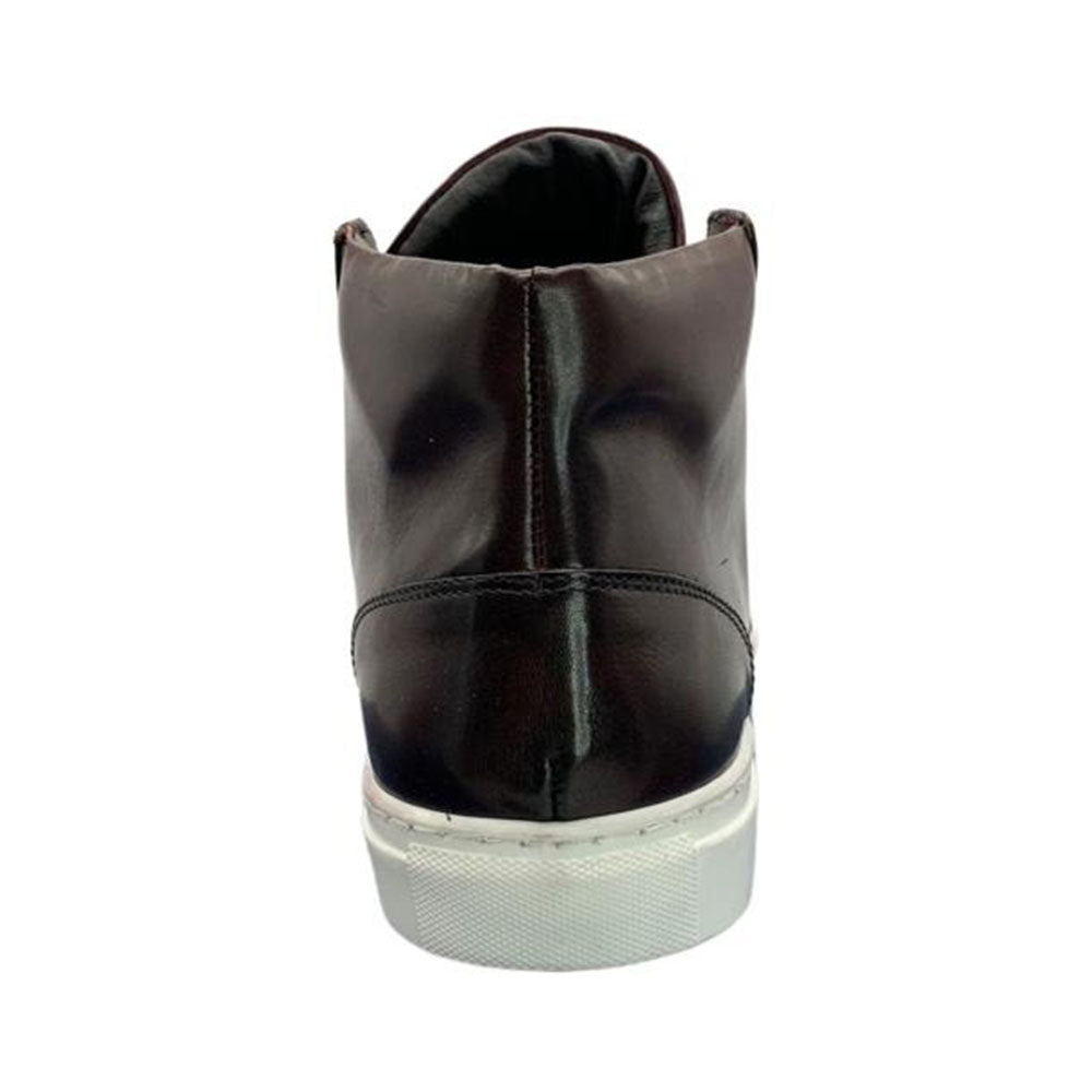 Paolo Shoes Alberto Leather High Top Dress Sneakers Burgundy