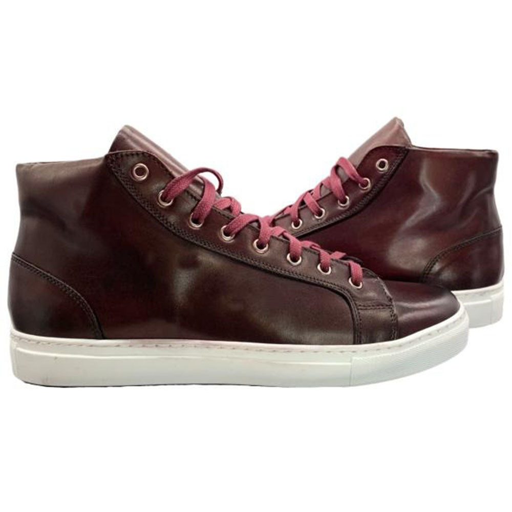 Paolo Shoes Alberto Leather High Top Dress Sneakers Burgundy