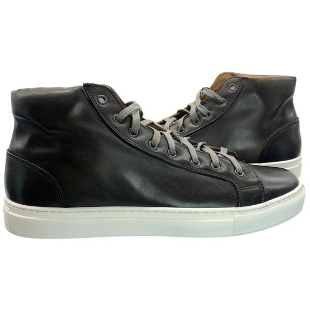 Paolo Shoes Alberto Leather High Top Dress Sneakers Grey
