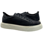 Paolo Shoes Alfonso Low Top Leather Sneakers Navy Blue
