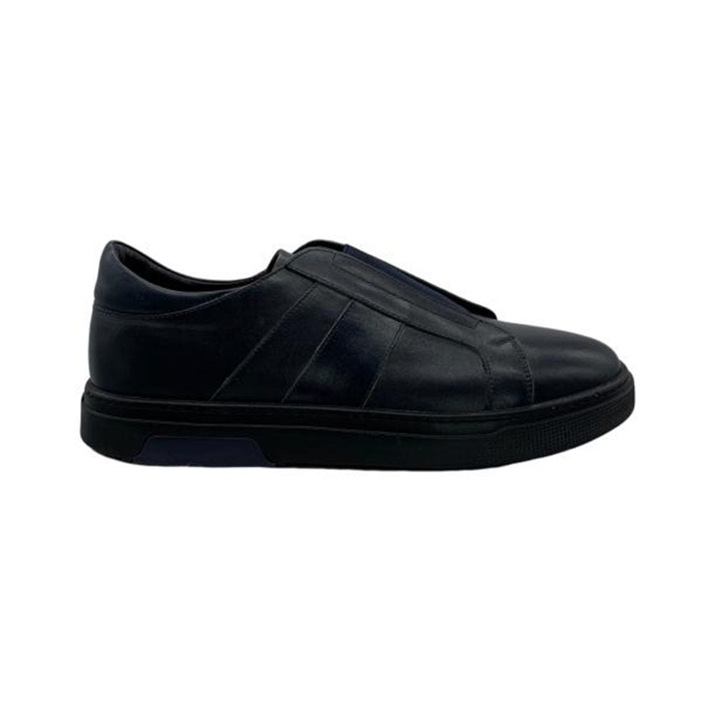 Paolo Shoes Ali Laceless Leather Sneakers Navy Blue