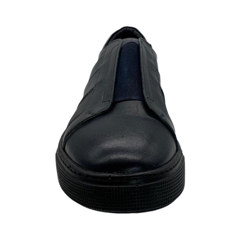 Paolo Shoes Ali Laceless Leather Sneakers Navy Blue