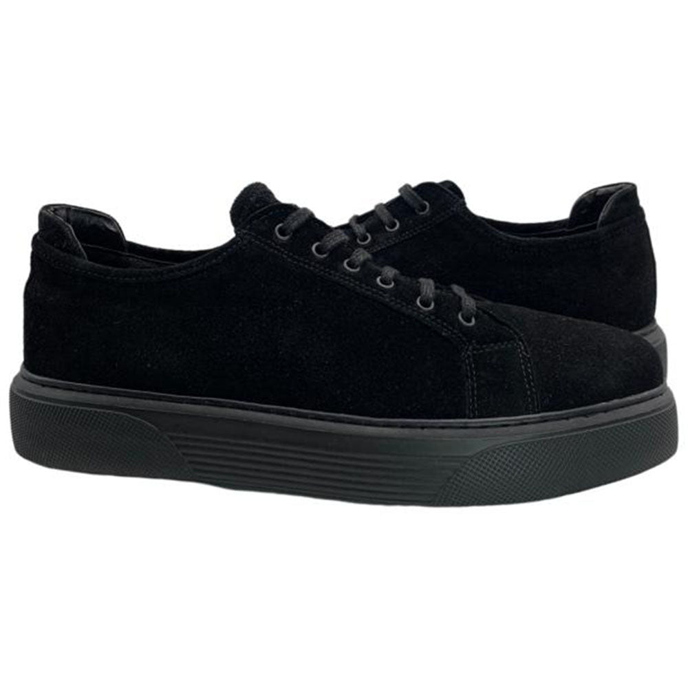 Paolo Shoes Anatoly Low Top Suede Sneaker Black