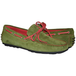 Paolo Shoes Armando Suede Driving Shoes Khaki / Red