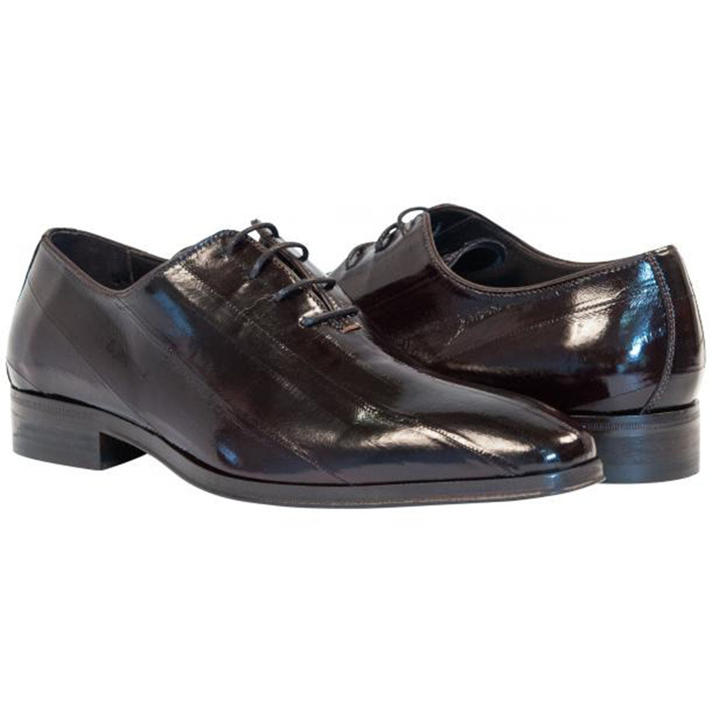 Paolo Shoes Bernard Eel Skin Oxfords Brown