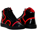 Paolo Shoes Bogart Patent Leather Sneakers Black / Red