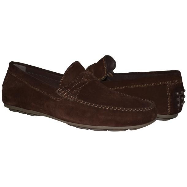Paolo Shoes Dino Suede Driving Shoes Chocolate Brown