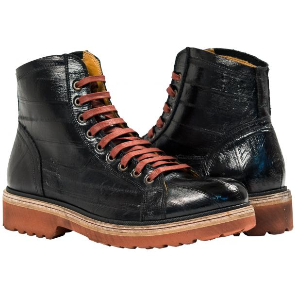Paolo Shoes Dominic Eel Desert Boots Black