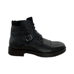 Paolo Shoes Ernesto Leather Motorcycle Boots Black