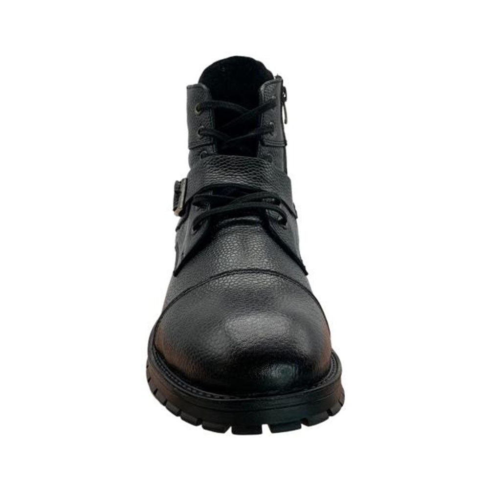 Paolo Shoes Ernesto Leather Motorcycle Boots Black