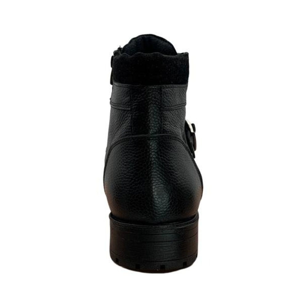 Paolo Shoes Ernesto Leather Motorcycle Boots Black