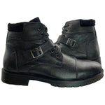 Paolo Shoes Ernesto Leather Motorcycle Boots Black