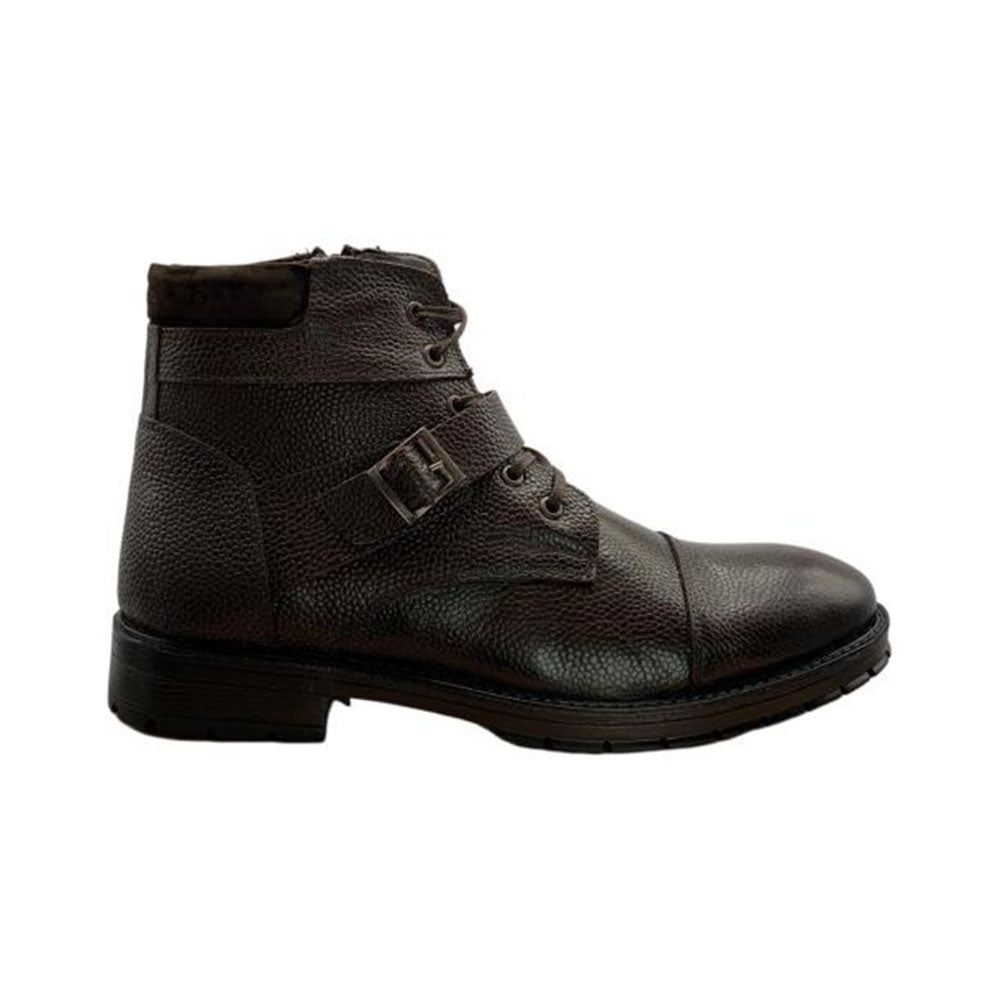 Paolo Shoes Ernesto Leather Motorcycle Boots Brown