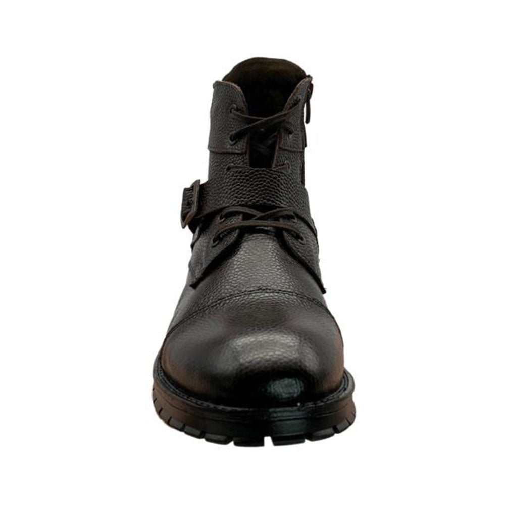 Paolo Shoes Ernesto Leather Motorcycle Boots Brown