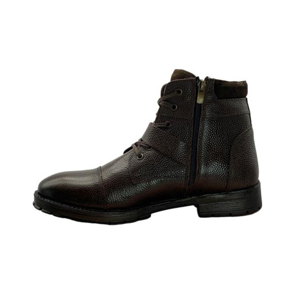 Paolo Shoes Ernesto Leather Motorcycle Boots Brown