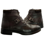 Paolo Shoes Ernesto Leather Motorcycle Boots Brown
