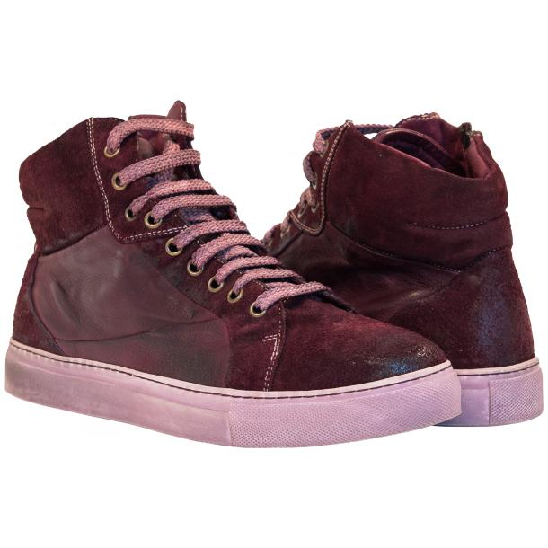 Paolo Shoes Errol Suede High Top Sneakers Oxblood