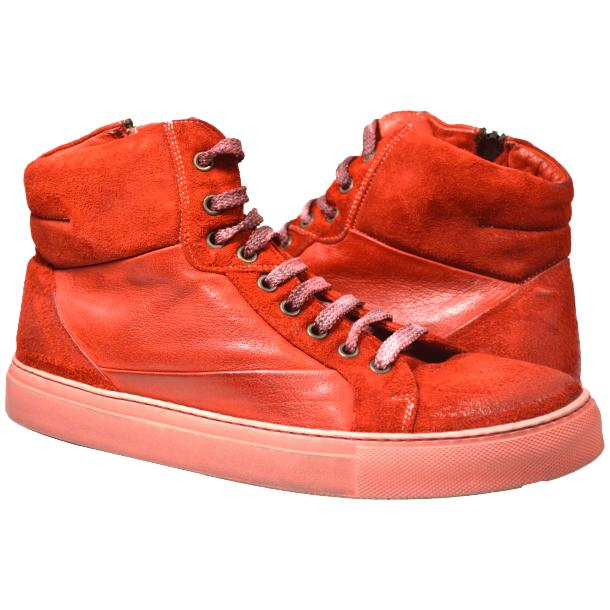 Paolo Shoes Errol Suede High Top Sneakers Red