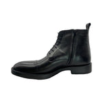 Paolo Shoes Fabio Leather Zip Up Ankle Boots Black