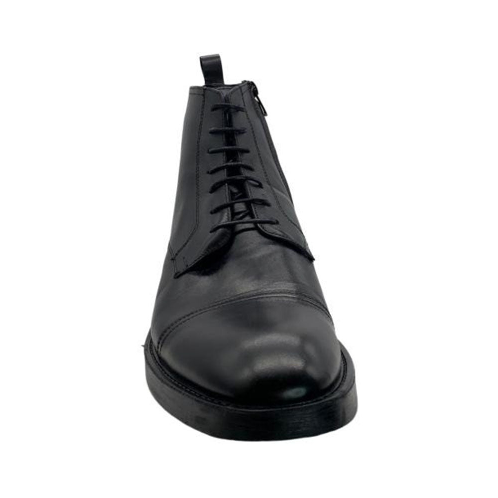 Paolo Shoes Fabio Leather Zip Up Ankle Boots Black