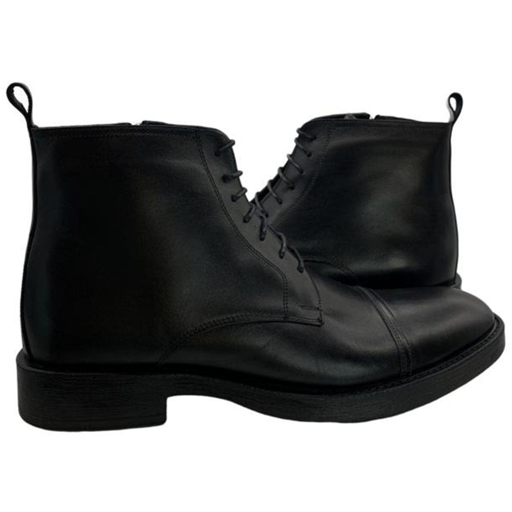 Paolo Shoes Fabio Leather Zip Up Ankle Boots Black