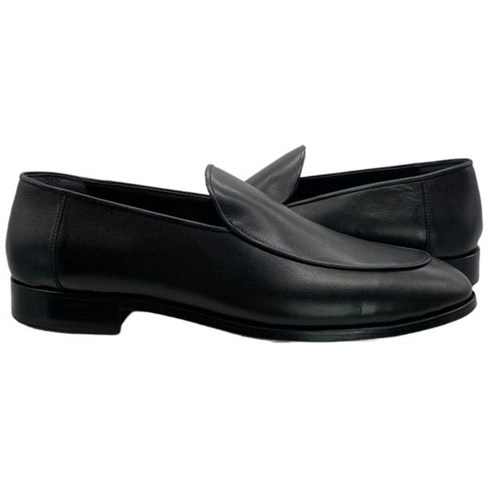 Paolo Shoes Franco Slip-on Leather Loafers Black