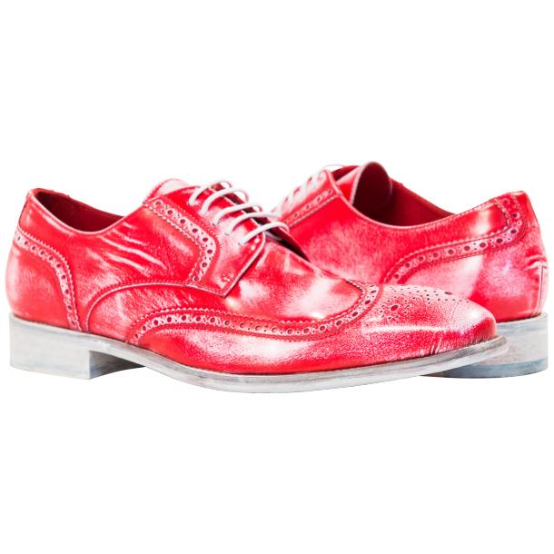 Paolo Shoes Isaac Nappa Wingtip Shoes Red