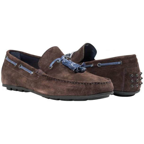 Paolo Shoes Matthew Suede Tasseled Driving Shoes Graphite