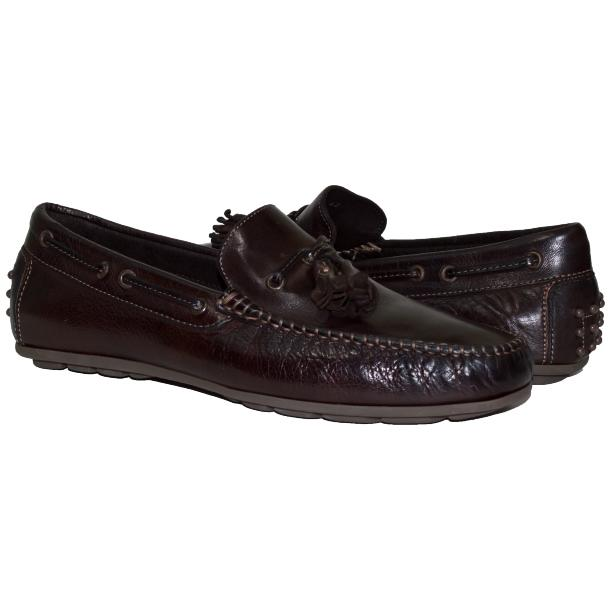 Paolo Shoes Sean Nappa Tasseled Driving Shoes Dark Brown