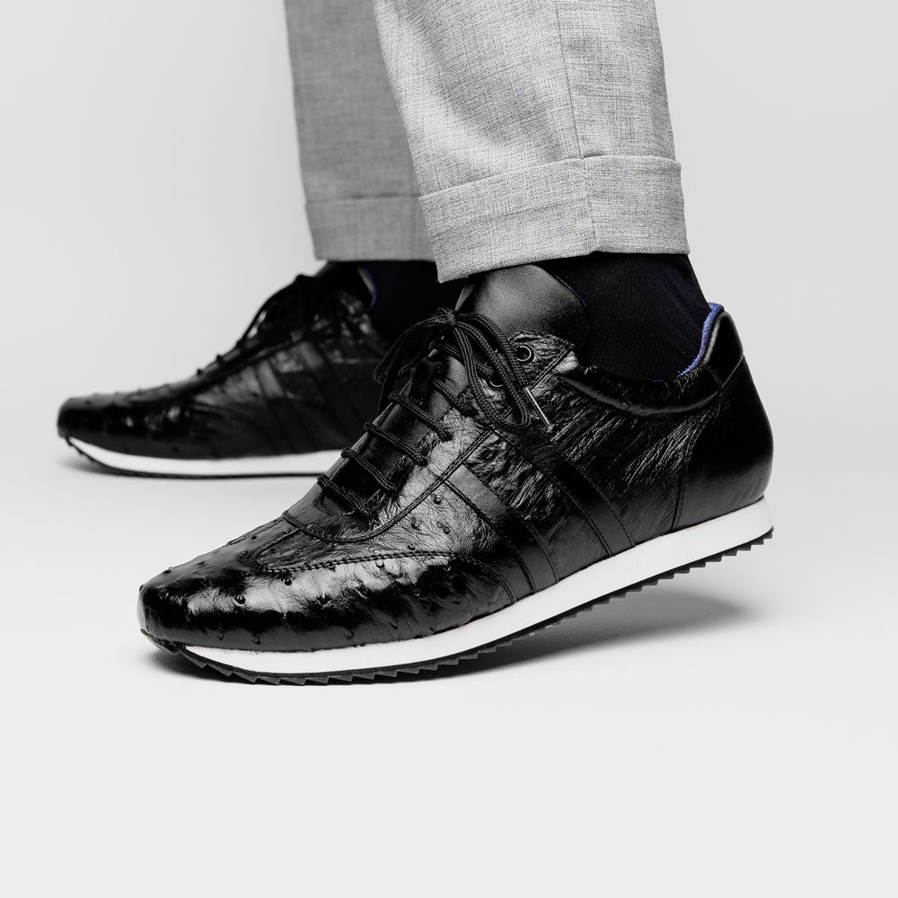 Belvedere Parker Ostrich Leg / Calfskin Sneakers Black