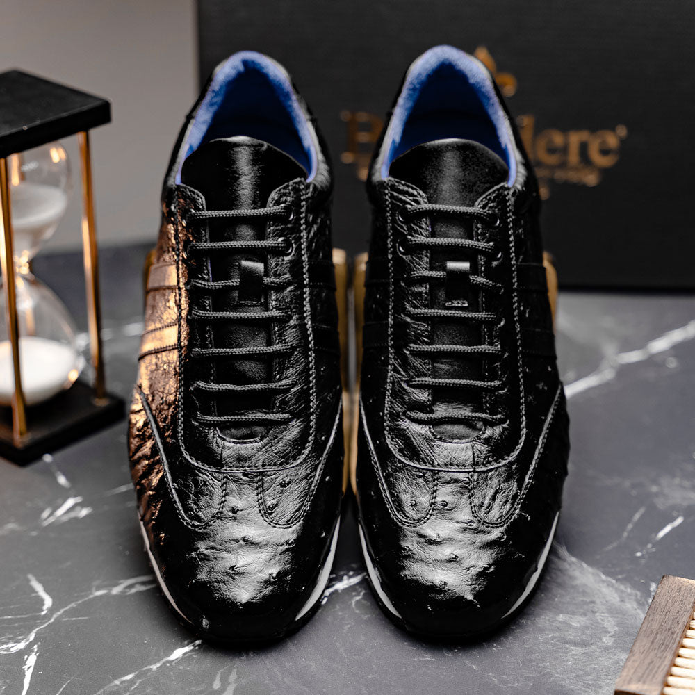 Belvedere Parker Ostrich Leg / Calfskin Sneakers Black