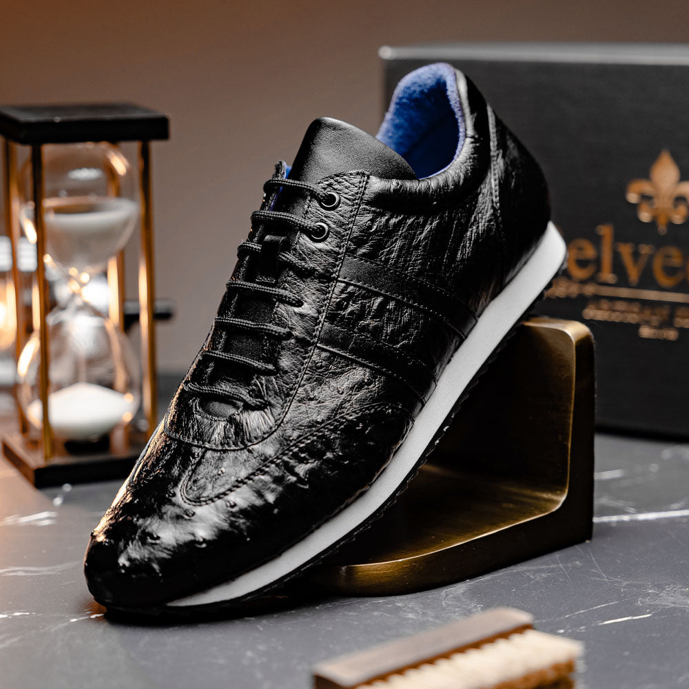 Belvedere Parker Ostrich Leg / Calfskin Sneakers Black