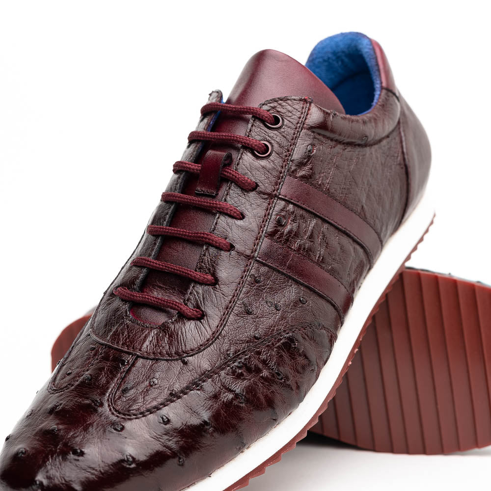 Belvedere Parker Ostrich Leg / Calfskin Sneakers Dark Burgundy