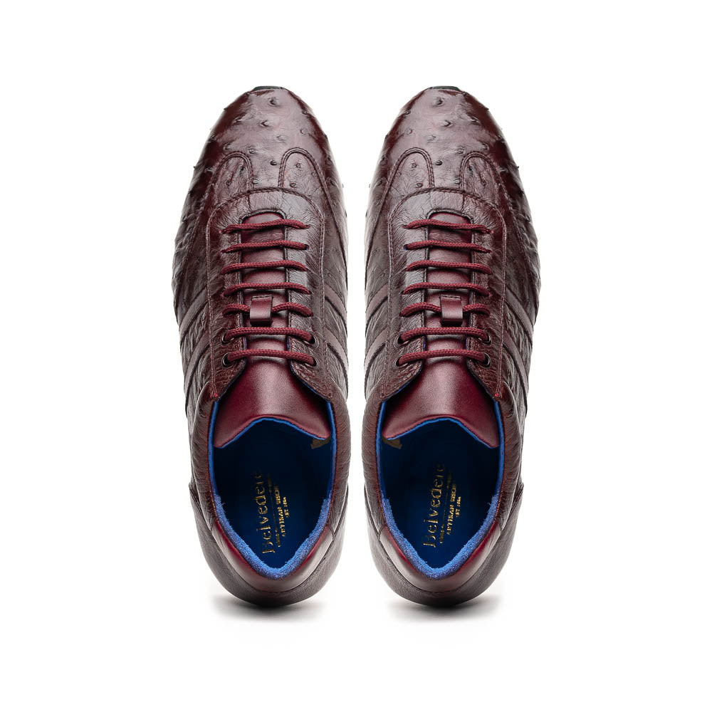 Belvedere Parker Ostrich Leg / Calfskin Sneakers Dark Burgundy