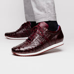 Belvedere Parker Ostrich Leg / Calfskin Sneakers Dark Burgundy