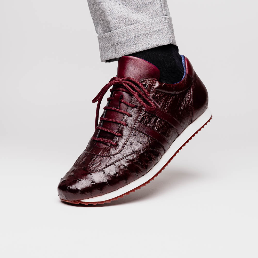Belvedere Parker Ostrich Leg / Calfskin Sneakers Dark Burgundy