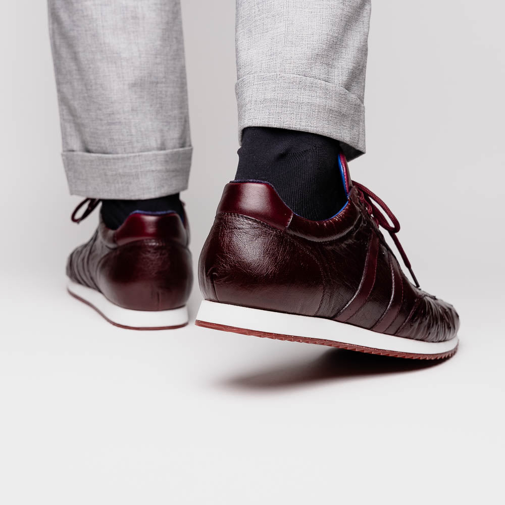 Belvedere Parker Ostrich Leg / Calfskin Sneakers Dark Burgundy