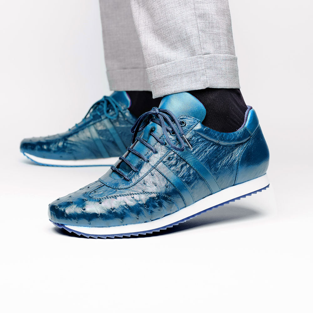 Belvedere Parker Ostrich Leg / Calfskin Sneakers Royal Blue