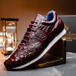 Belvedere Parker Ostrich Leg / Calfskin Sneakers Dark Burgundy