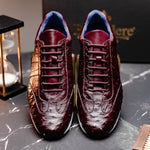 Belvedere Parker Ostrich Leg / Calfskin Sneakers Dark Burgundy