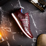 Belvedere Parker Ostrich Leg / Calfskin Sneakers Dark Burgundy